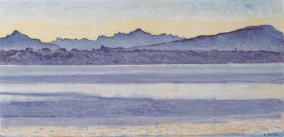 Lago de Genebra com o Mont-Blanc na luz da manhã de Ferdinand Hodler